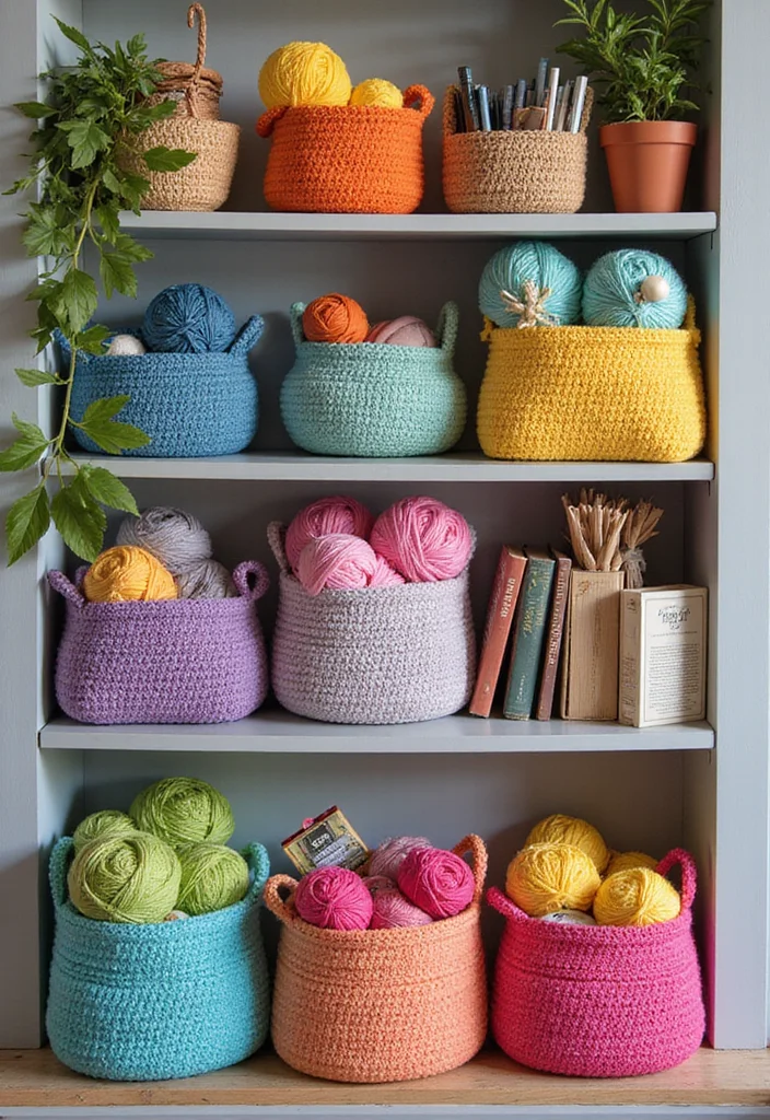 Essential Guide to Easy Beginner Crochet Patterns Featuring 22 Simple Visual Inspirations - 6. Vibrant Crochet Baskets