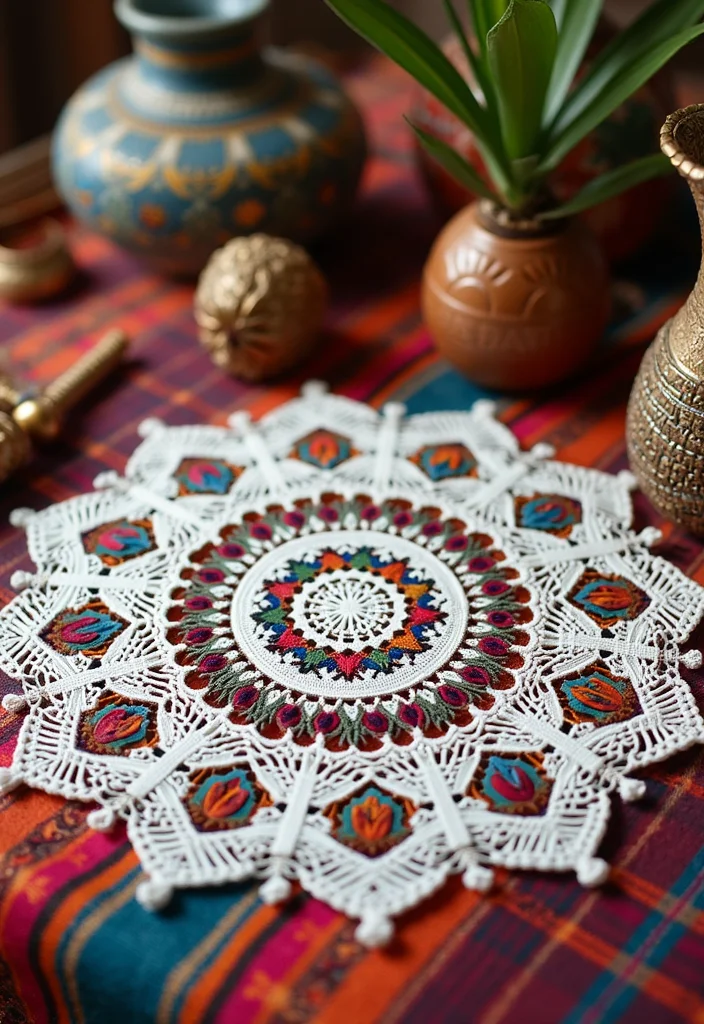Essential Guide to Free Crochet Doily Patterns: 22 Delicate Craft Inspirations - 10. Ethnic Pattern Doily