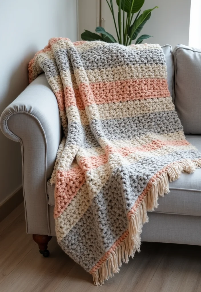 Friendly Guide to Crochet Blanket Patterns Free: Featuring 24 Creative Visual Inspirations - 20. The Textured Stripe Blanket