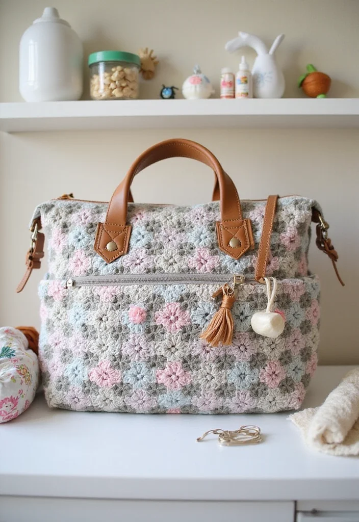 Friendly Guide to Crochet Granny Square Bag with 21 Creative Craft Inspirations - 15. Granny Square Diaper Bag