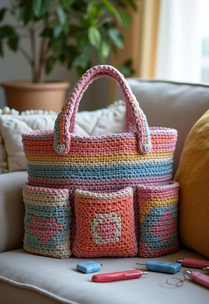 Friendly Guide to Crochet Granny Square Bag with 21 Creative Craft Inspirations - 19. Granny Square Bag with Pockets