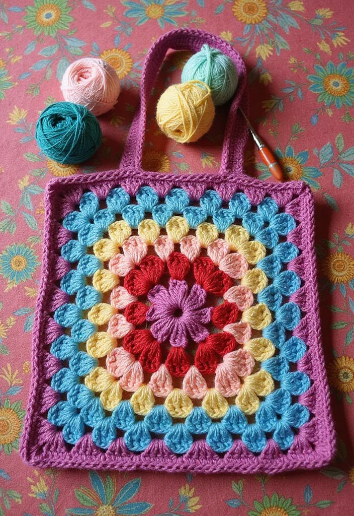 Friendly Guide to Crochet Granny Square Bag with 21 Creative Craft Inspirations - 2. Two-Tone Granny Square Bag