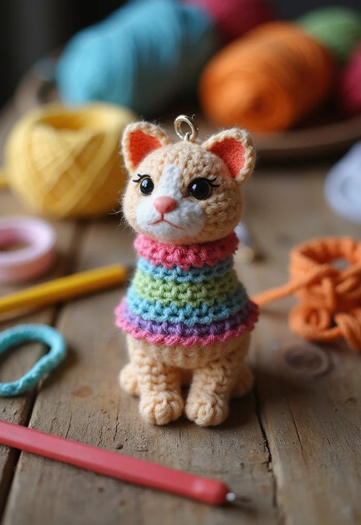 Friendly Guide to Crochet Keychain Pattern Free with 21 Cute and Practical Inspirations - 1. Cute Cat Keychain