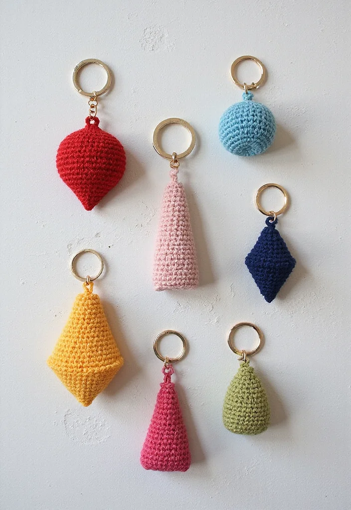 Friendly Guide to Crochet Keychain Pattern Free with 21 Cute and Practical Inspirations - 11. Minimalist Geometric Keychain