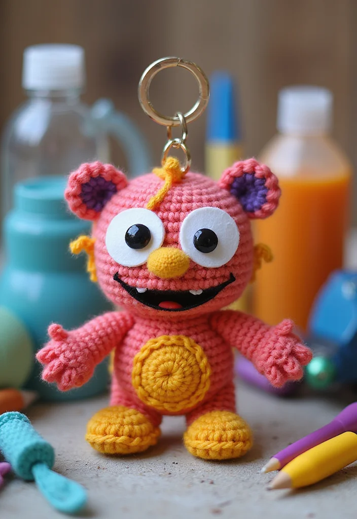 Friendly Guide to Crochet Keychain Pattern Free with 21 Cute and Practical Inspirations - 12. Quirky Monster Keychain