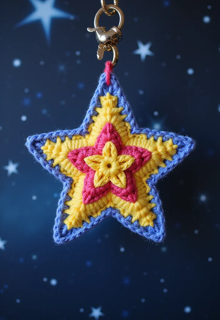 Friendly Guide to Crochet Keychain Pattern Free with 21 Cute and Practical Inspirations - 15. Charming Star Keychain