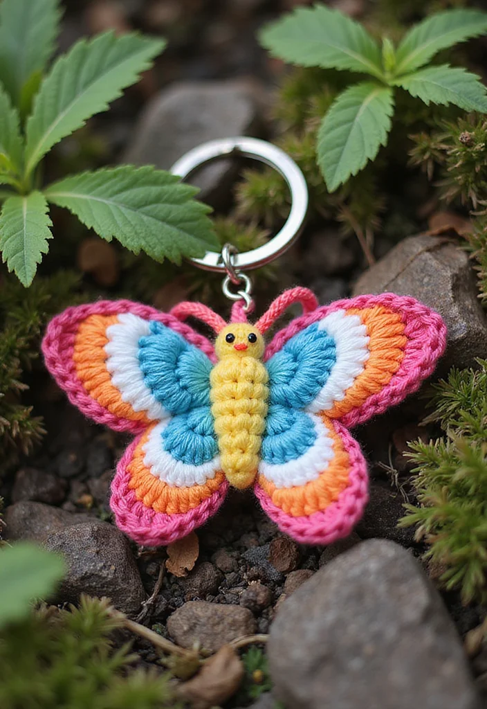 Friendly Guide to Crochet Keychain Pattern Free with 21 Cute and Practical Inspirations - 16. Whimsical Butterfly Keychain