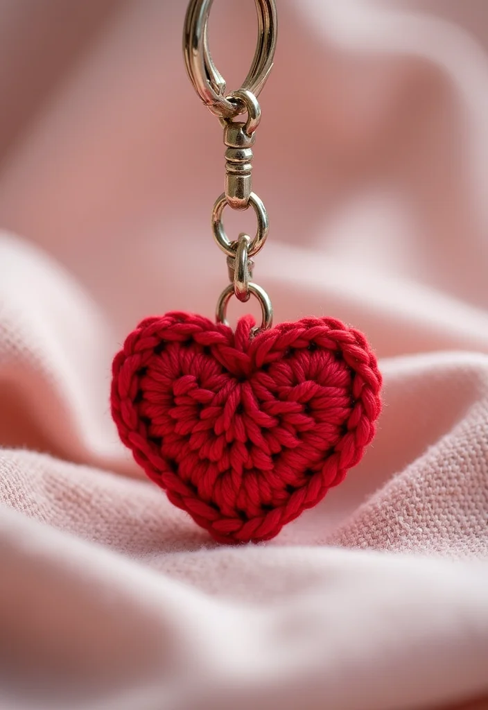 Friendly Guide to Crochet Keychain Pattern Free with 21 Cute and Practical Inspirations - 4. Classic Heart Keychain