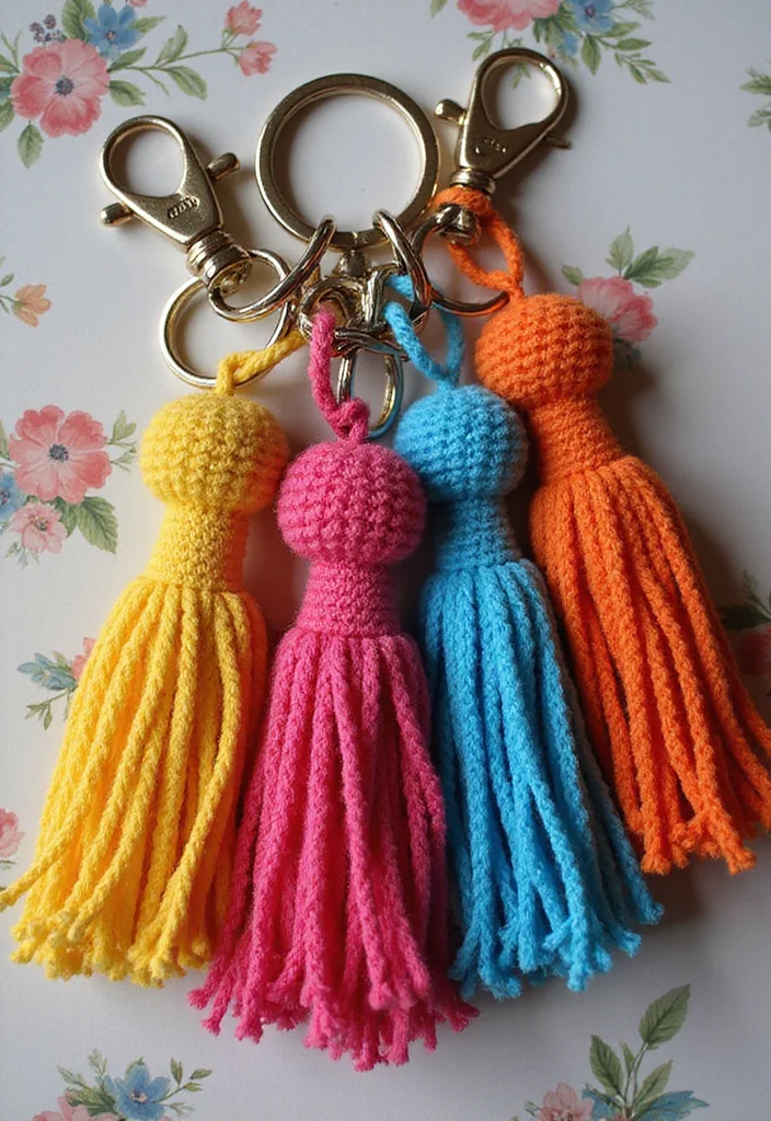 Friendly Guide to Crochet Keychain Pattern Free with 21 Cute and Practical Inspirations - 7. Stylish Tassel Keychain