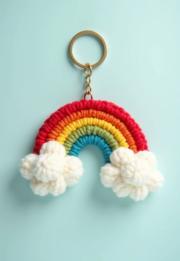 Friendly Guide to Crochet Keychain Pattern Free with 21 Cute and Practical Inspirations - 8. Funky Rainbow Keychain