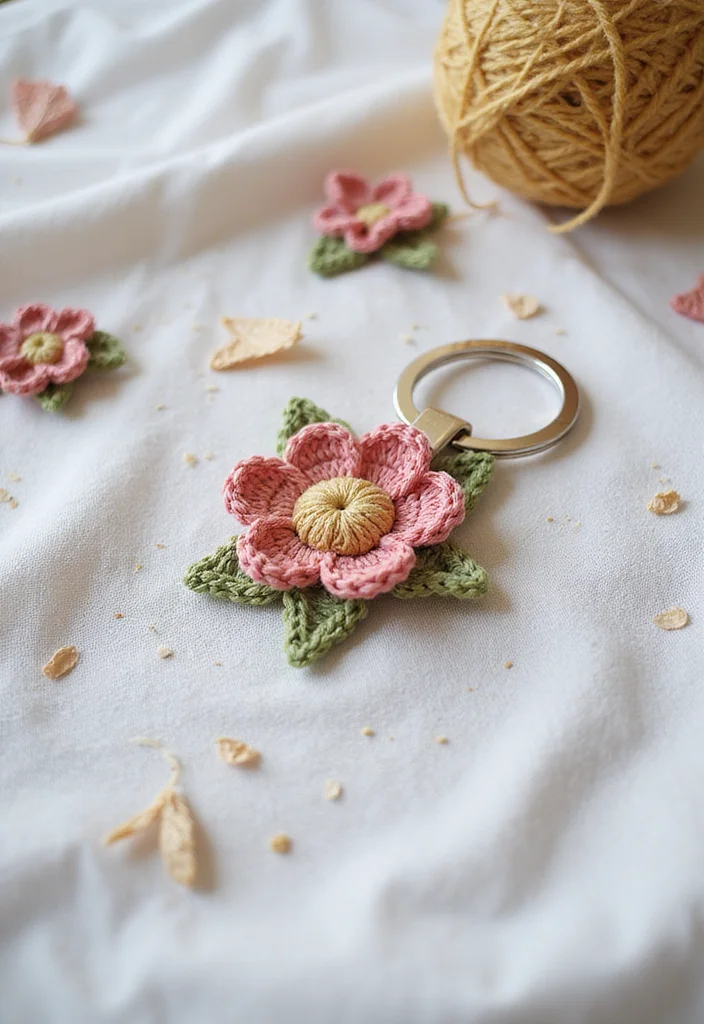 Friendly Guide to Crochet Keychain Pattern Free with 21 Cute and Practical Inspirations - 9. Sweet Flower Keychain