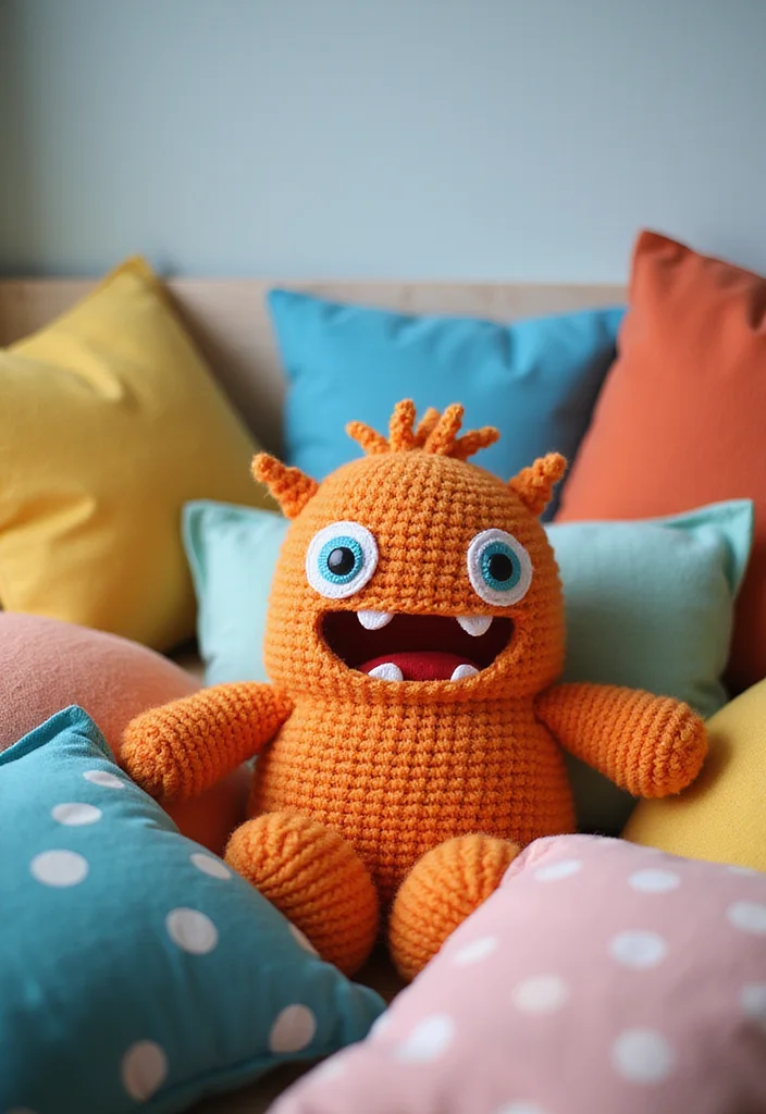 Friendly Guide to Crochet Plushies Pattern Free with 21 Cute Visual Inspirations - 11. Lovable Monster Plushie