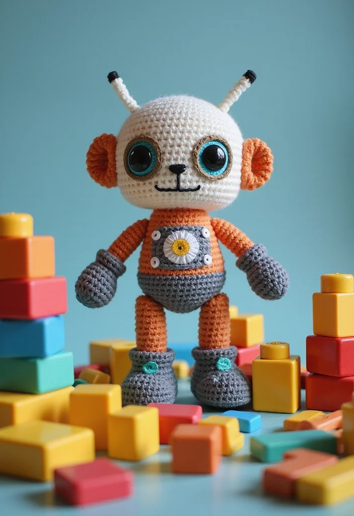 Friendly Guide to Crochet Plushies Pattern Free with 21 Cute Visual Inspirations - 14. Funky Robot Plushie