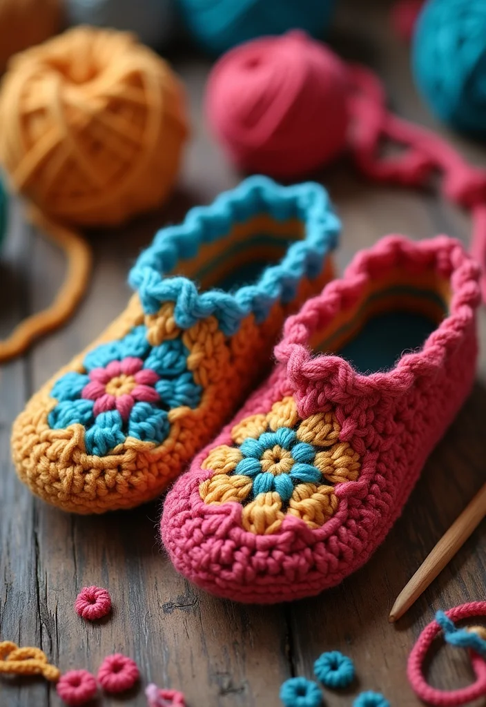Friendly Guide to Crochet Slippers: 21 Comfortable Craft Inspirations - 1. Classic Granny Square Slippers