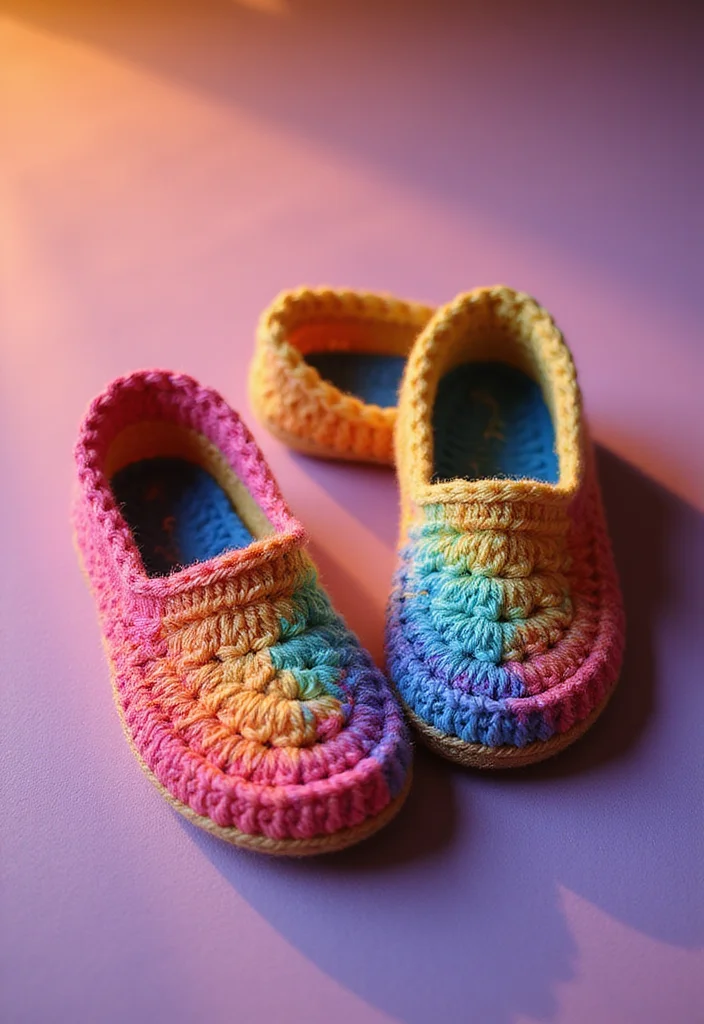 Friendly Guide to Crochet Slippers: 21 Comfortable Craft Inspirations - 16. Fun Color-Changing Slippers
