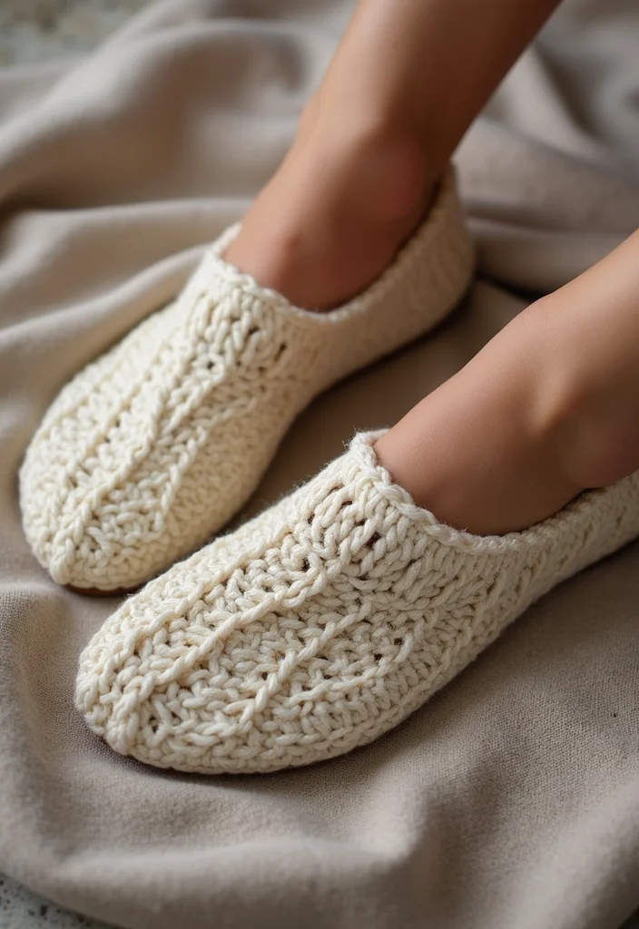 Friendly Guide to Crochet Slippers: 21 Comfortable Craft Inspirations - 17. Sophisticated Cable Knit Slippers