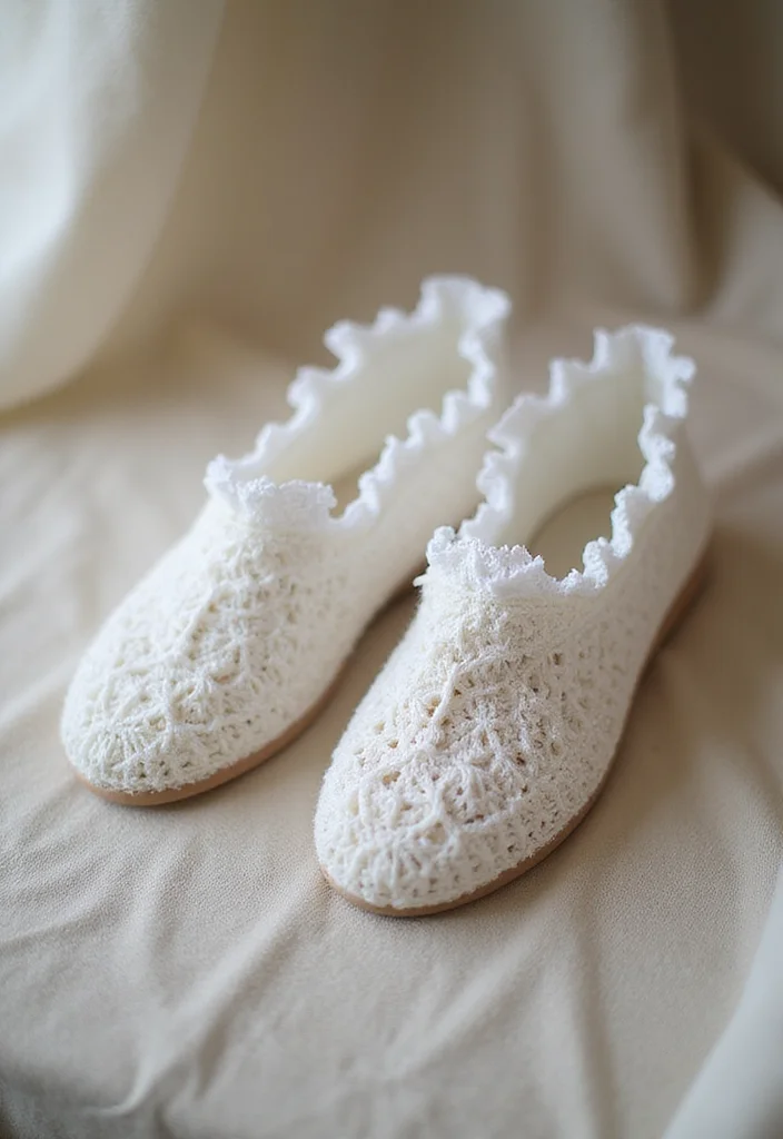 Friendly Guide to Crochet Slippers: 21 Comfortable Craft Inspirations - 7. Lace-Trimmed Slippers for Elegance