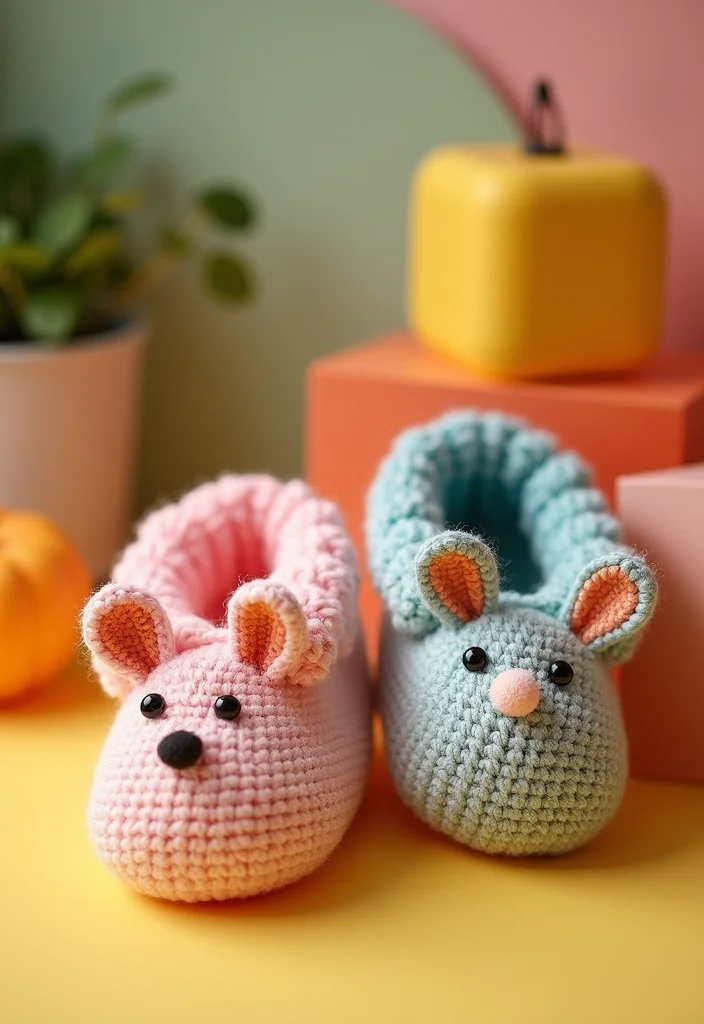 Friendly Guide to Crochet Slippers: 21 Comfortable Craft Inspirations - 9. Animal-Inspired Slippers