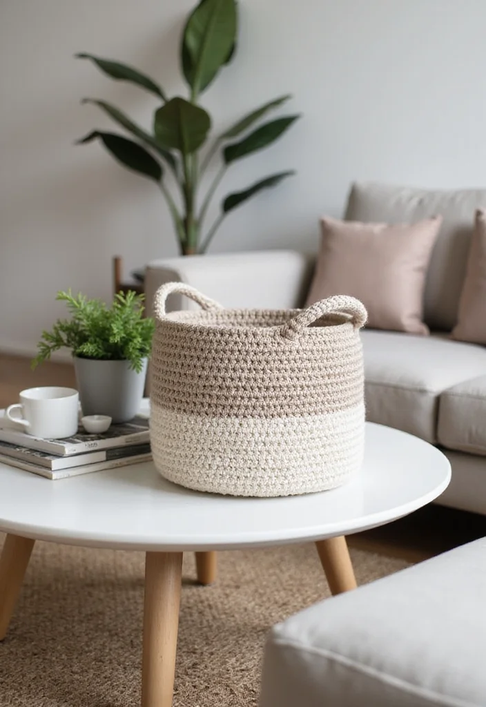 Helpful Guide to Crochet Basket Pattern Free Featuring 23 Practical Craft Inspirations - 1. Modern Minimalist Basket