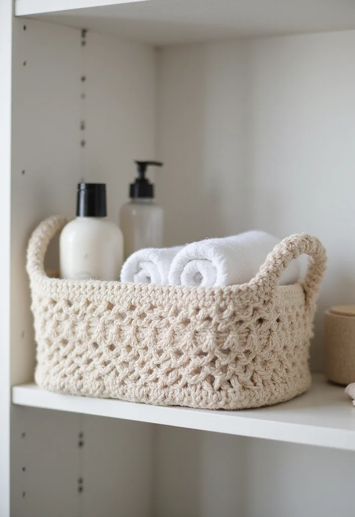 Helpful Guide to Crochet Basket Pattern Free Featuring 23 Practical Craft Inspirations - 15. Crochet Basket for the Bathroom