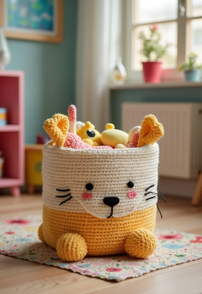 Helpful Guide to Crochet Basket Pattern Free Featuring 23 Practical Craft Inspirations - 18. Crochet Basket for Kids’ Toys