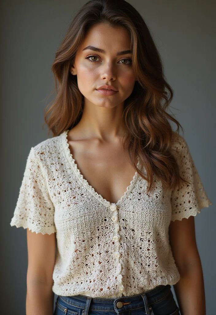 Helpful Guide to Crochet Blouse Free Pattern Featuring 24 Elegant Visual Inspirations - 12. The Textured Crochet Blouse