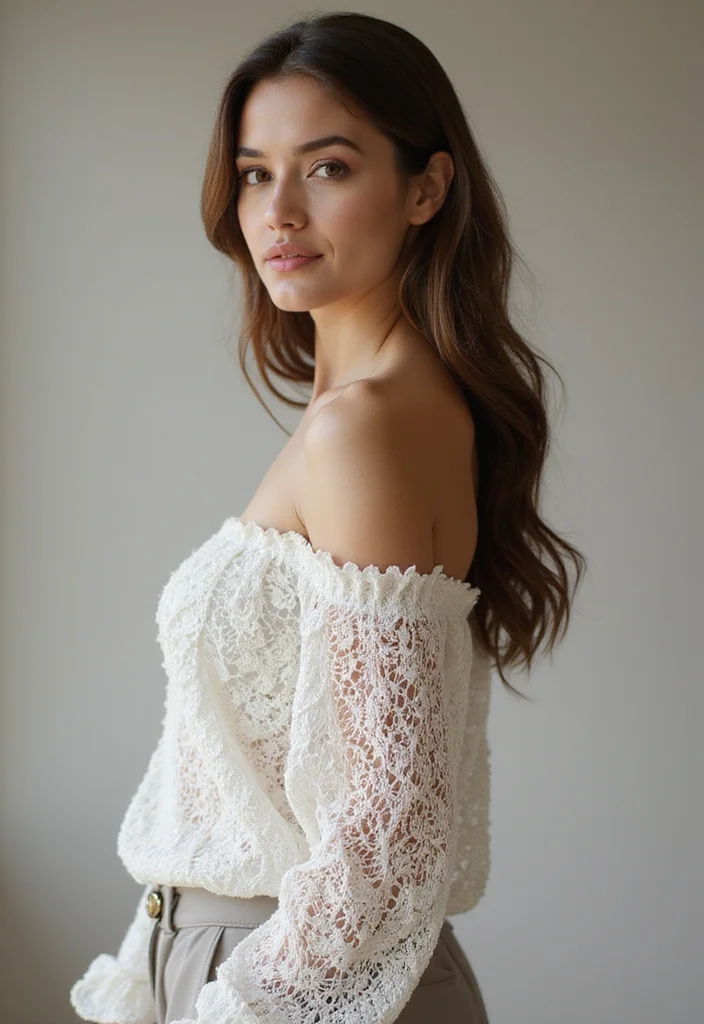 Helpful Guide to Crochet Blouse Free Pattern Featuring 24 Elegant Visual Inspirations - 5. The Elegant Off-the-Shoulder Blouse