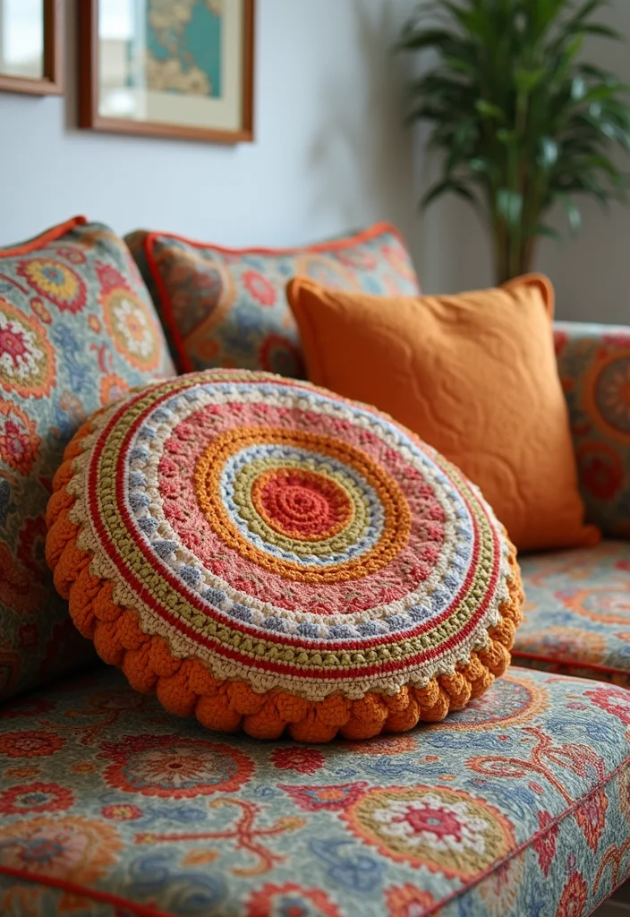 Helpful Guide to Crochet Pillow Patterns Free Featuring 24 Cozy Visual Inspirations - 10. Round Crochet Pillows