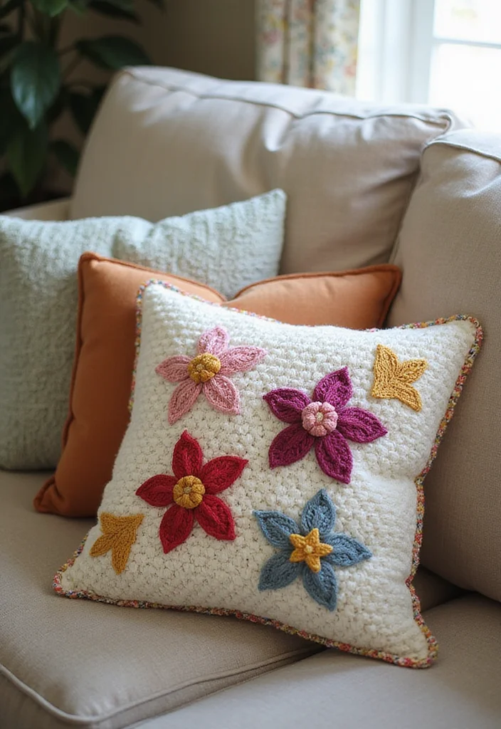 Helpful Guide to Crochet Pillow Patterns Free Featuring 24 Cozy Visual Inspirations - 15. Pillow Covers with Appliques