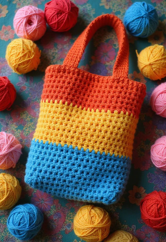 Helpful Guide to Crochet Purse Pattern Free with 22 Chic Craft Inspirations - 6. Color Block Satchel