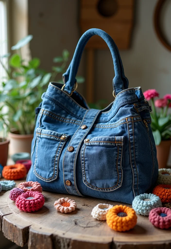 Helpful Guide to Crochet Purse Pattern Free with 22 Chic Craft Inspirations - 9. Upcycled Denim Purse