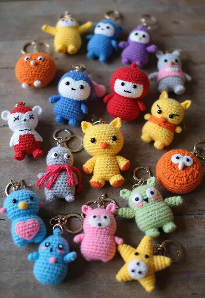 Helpful Guide to Cute Things to Crochet: 23 Fun and Creative Inspirations - 9. Snazzy Keychains