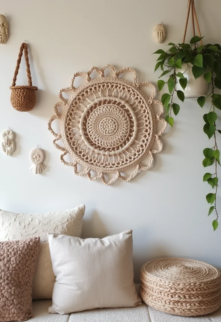 Helpful Guide to Magic Ring Crochet Tutorial: Showcasing 24 Clear Visual Inspirations - 24. Creative Crochet Wall Art