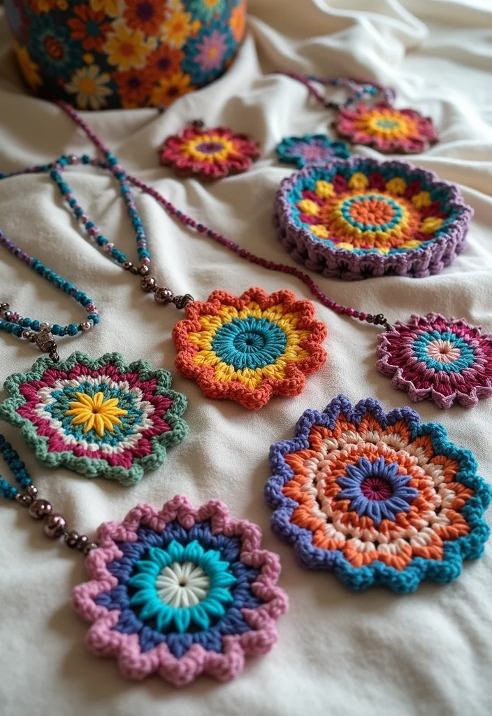 Helpful Guide to Mosaic Crochet Patterns Free with 20 Colorful Craft Inspirations - 15. Sophisticated Jewelry