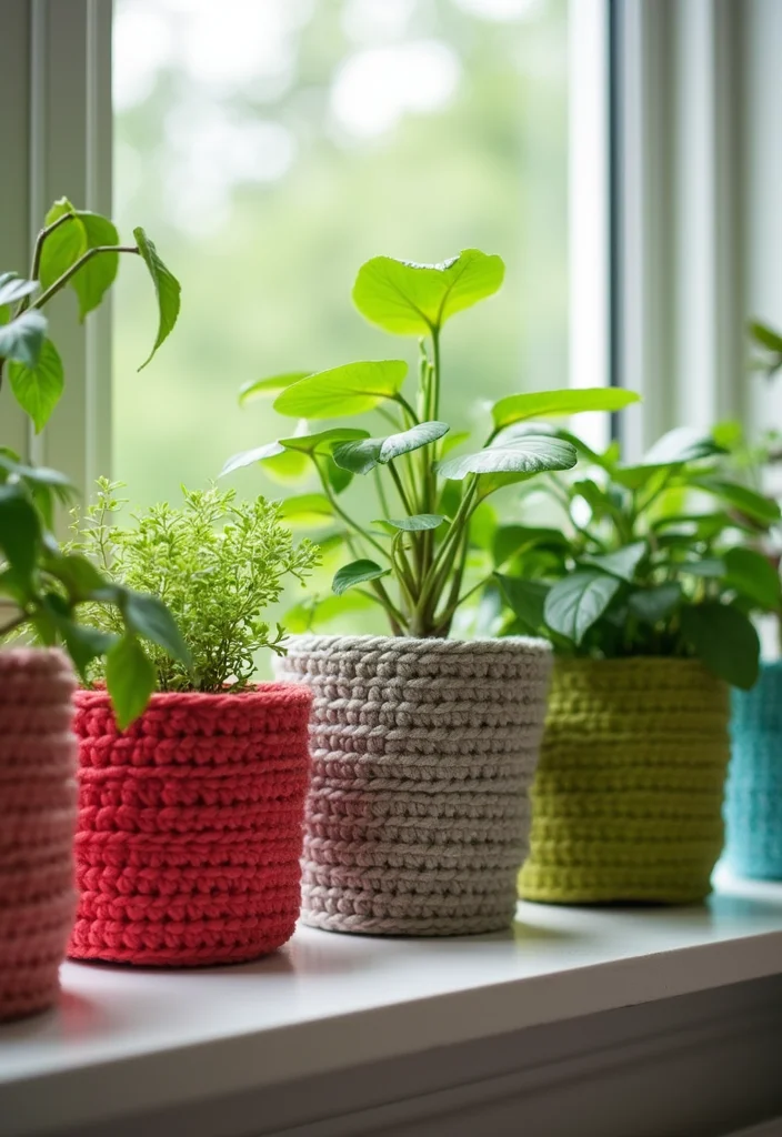 Helpful Guide to Mosaic Crochet Patterns Free with 20 Colorful Craft Inspirations - 5. Vibrant Plant Pot Covers