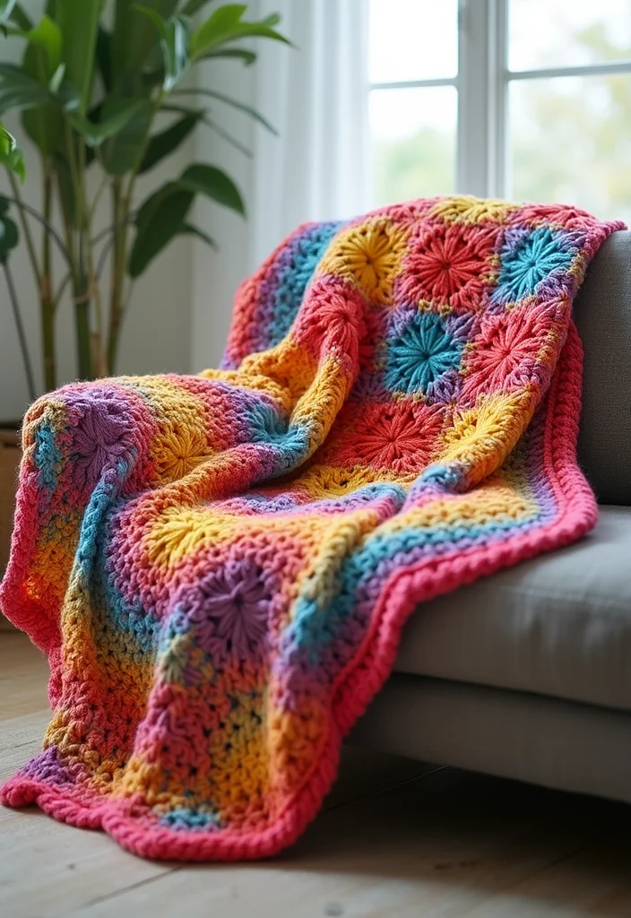 Helpful Guide to Star Blanket Crochet Pattern with 21 Cozy Craft Inspirations - 2. Color Burst Star Blanket
