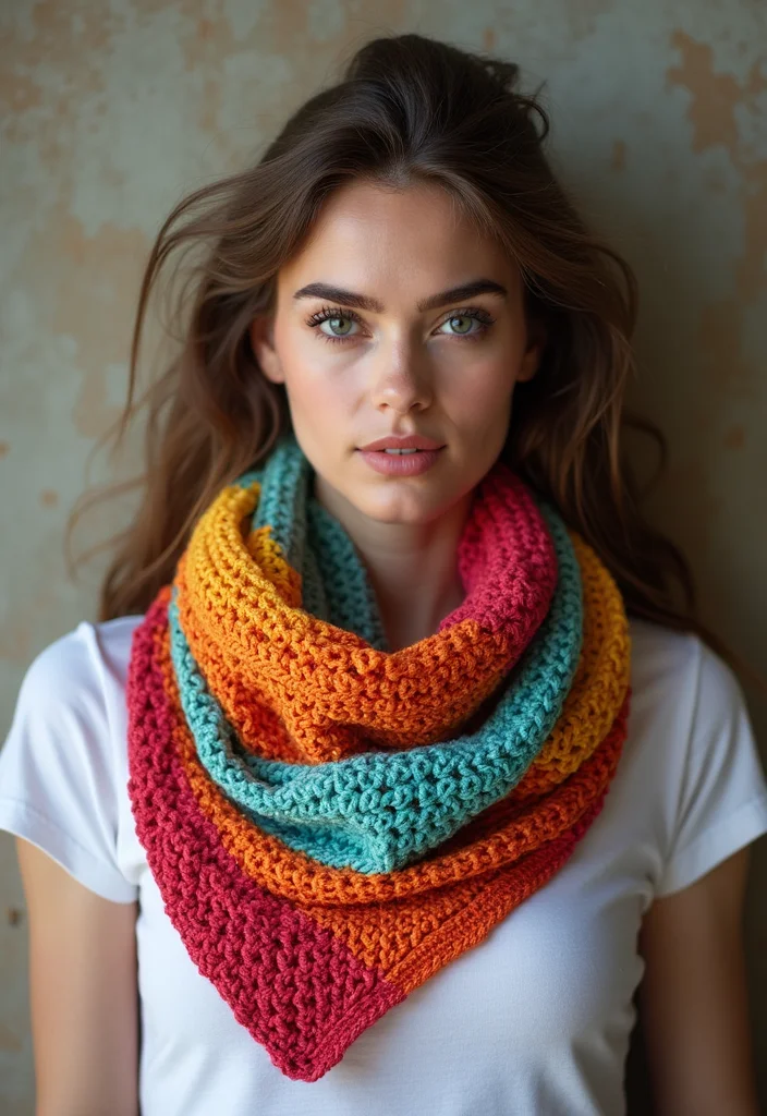 Step-by-Step Guide to Crochet Bandana Pattern Free with 22 Fun and Stylish Inspirations - 2. Color Block Bandana