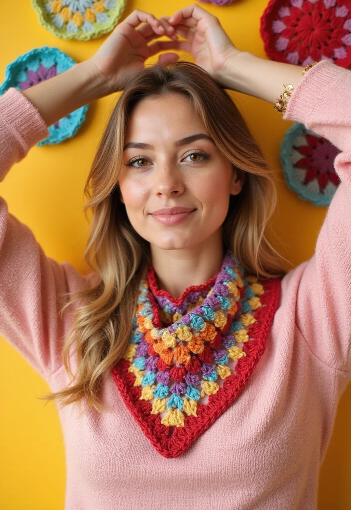 Step-by-Step Guide to Crochet Bandana Pattern Free with 22 Fun and Stylish Inspirations - 5. Granny Square Bandana