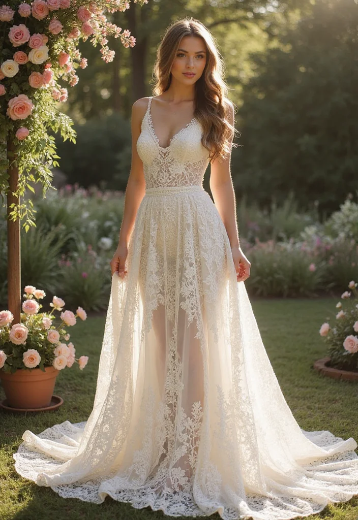 Step-by-Step Guide to Crochet Dress Patterns: 24 Stylish Visual Inspirations - 8. Elegant Crochet Wedding Dress