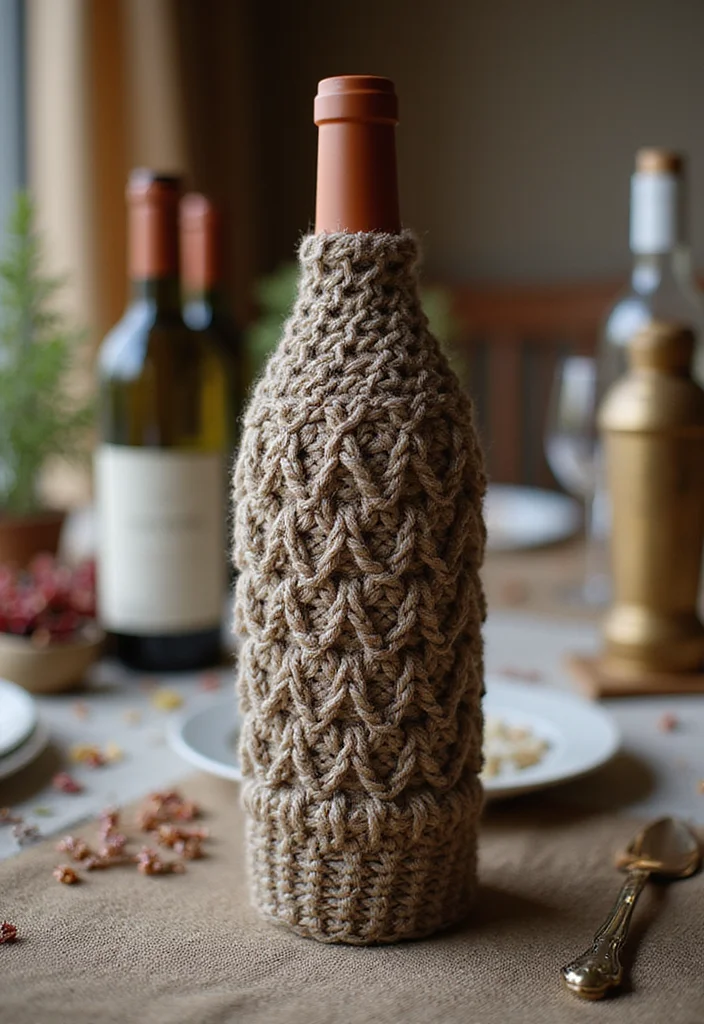 Step-by-Step Guide to Crochet Gifts for Men: Showcasing 24 Unique Craft Inspirations - 13. Elegant Crochet Wine Bottle Cover