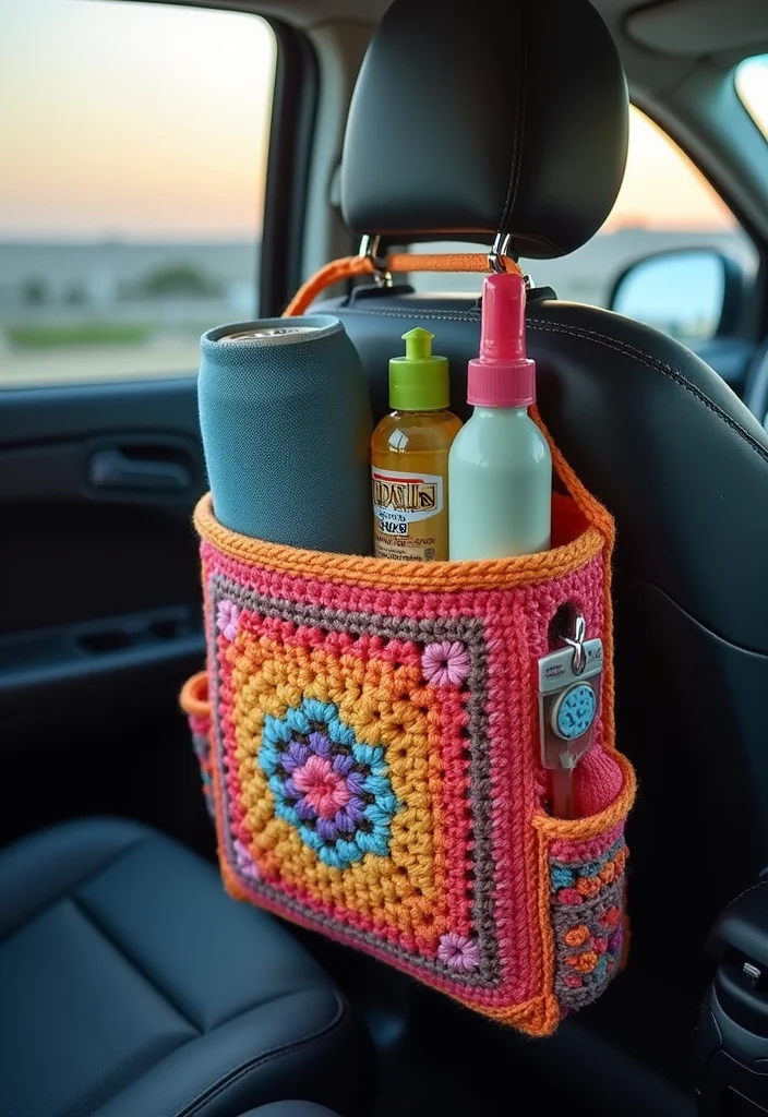 Step-by-Step Guide to Crochet Gifts for Men: Showcasing 24 Unique Craft Inspirations - 21. Practical Crochet Car Organizer