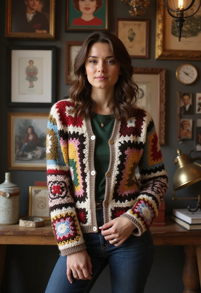 Step-by-Step Guide to Crochet Granny Square Cardigans with 21 Cozy Craft Inspirations - 15. Themed Granny Square Cardigans