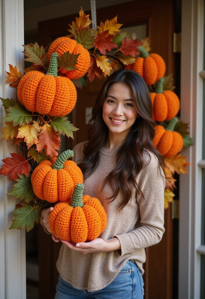 Step-by-Step Guide to Crochet Pumpkin Free Pattern Featuring 24 Festive Visual Inspirations - 14. Crochet Pumpkin Wreaths