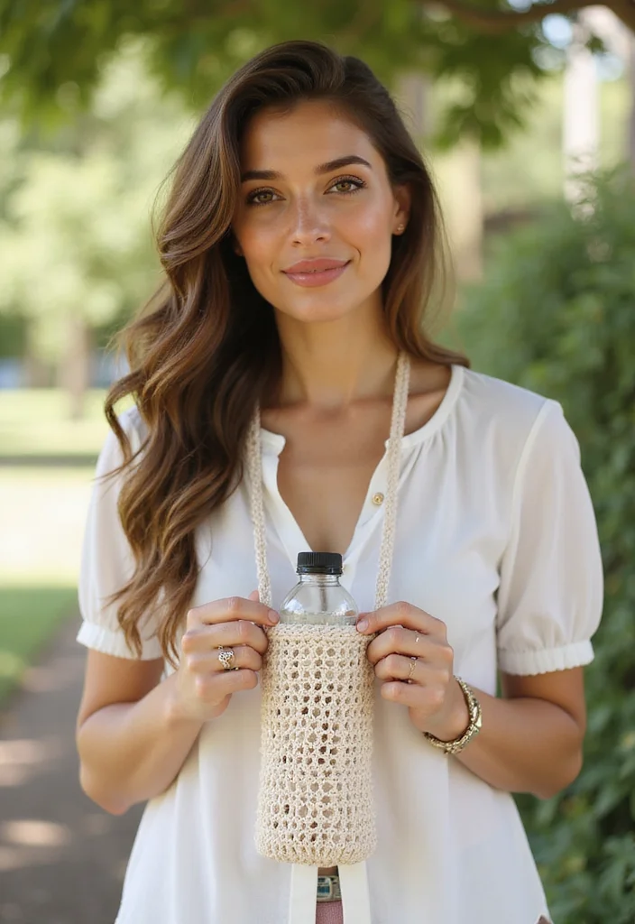 Step-by-Step Guide to Crochet Water Bottle Holder with 21 Useful Craft Inspirations - 19. Simple Mesh Holder