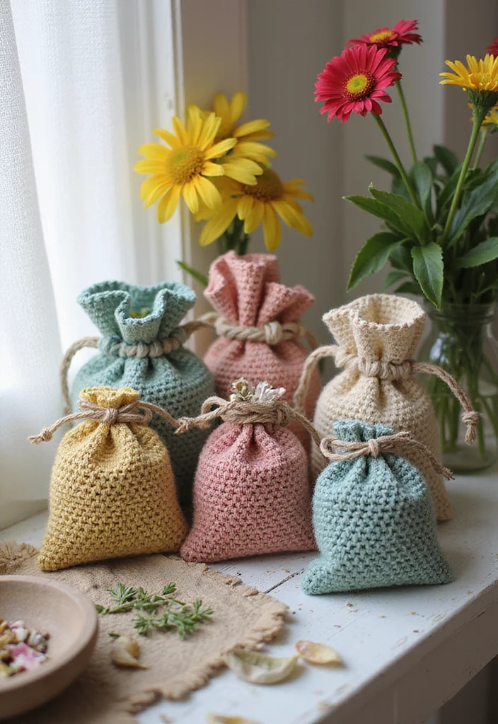 Step-by-Step Guide to Easy Things to Crochet: 25 Simple and Charming Inspirations - 24. Crochet Potpourri Bags