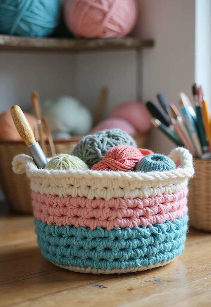 Step-by-Step Guide to Easy Things to Crochet: 25 Simple and Charming Inspirations - 5. Fun Crochet Basket