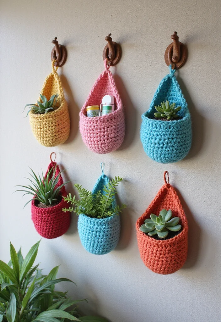 Step-by-Step Guide to Scrap Yarn Crochet Projects: 21 Fun Visual Inspirations - 10. Crochet Wall Pocket