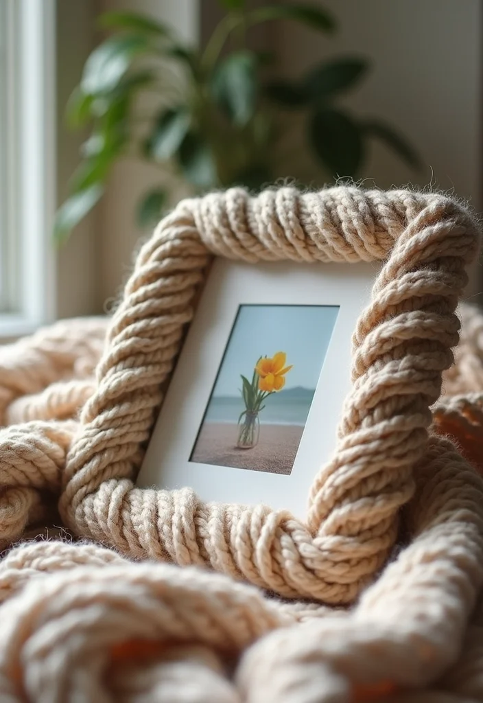 Step-by-Step Guide to Scrap Yarn Crochet Projects: 21 Fun Visual Inspirations - 11. Yarn-Wrapped Frames