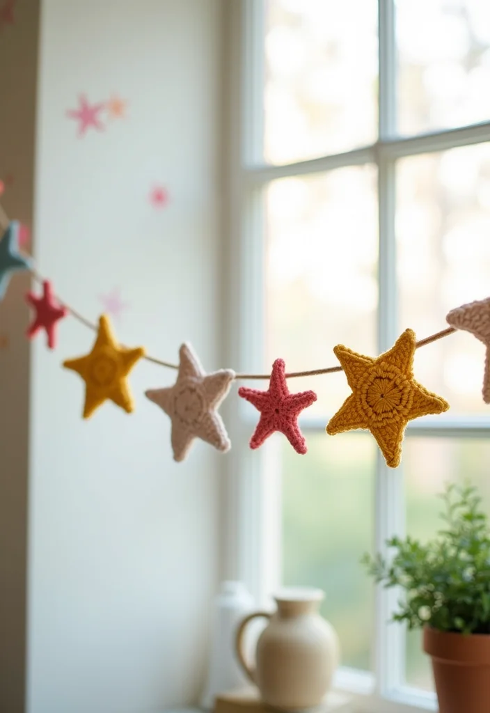 Step-by-Step Guide to Scrap Yarn Crochet Projects: 21 Fun Visual Inspirations - 12. Crochet Star Garland