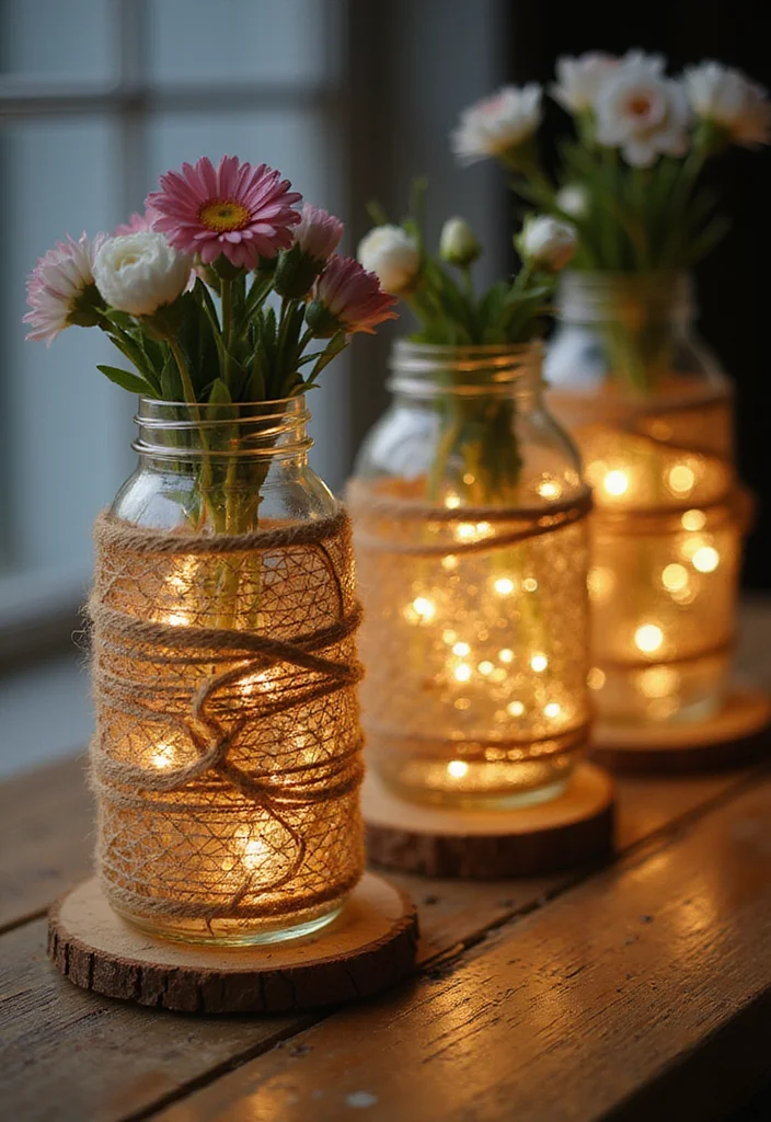 Step-by-Step Guide to Scrap Yarn Crochet Projects: 21 Fun Visual Inspirations - 17. Yarn-Wrapped Jars